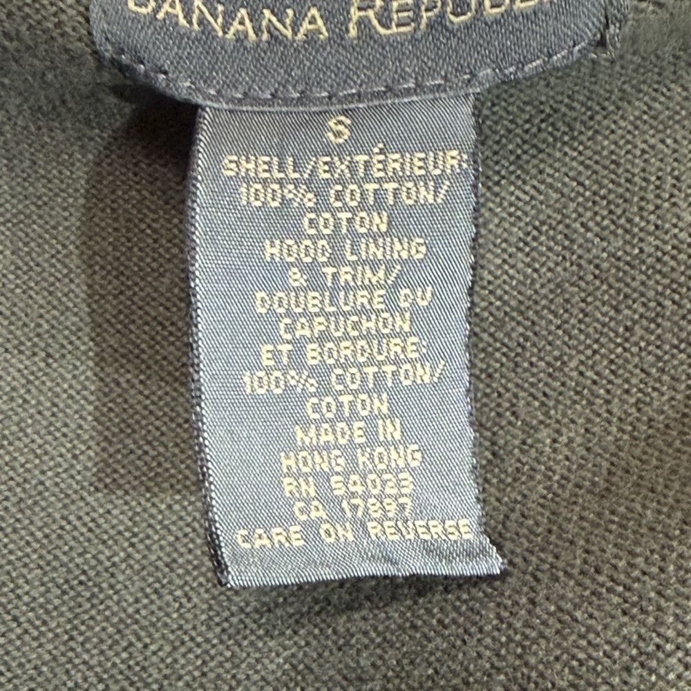 Banana Republic Cropped Hoodie Jacket Olive Green 3/4 Sleeve Size Small - Picture 7 of 9
